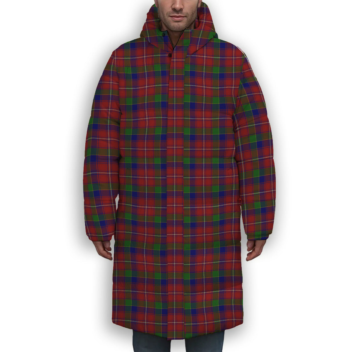 ScotsTee Shop Scottish Fitzgerald Dress Premium Tartan Long Down Jacket Winter White Duck Down Plaid
