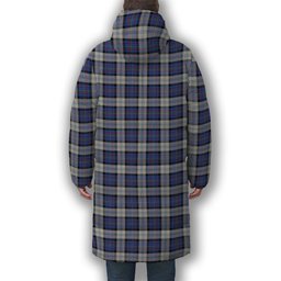 ScotsTee Shop Scottish Gillies Dress Blue Premium Tartan Long Down Jacket Winter White Duck Down Plaid
