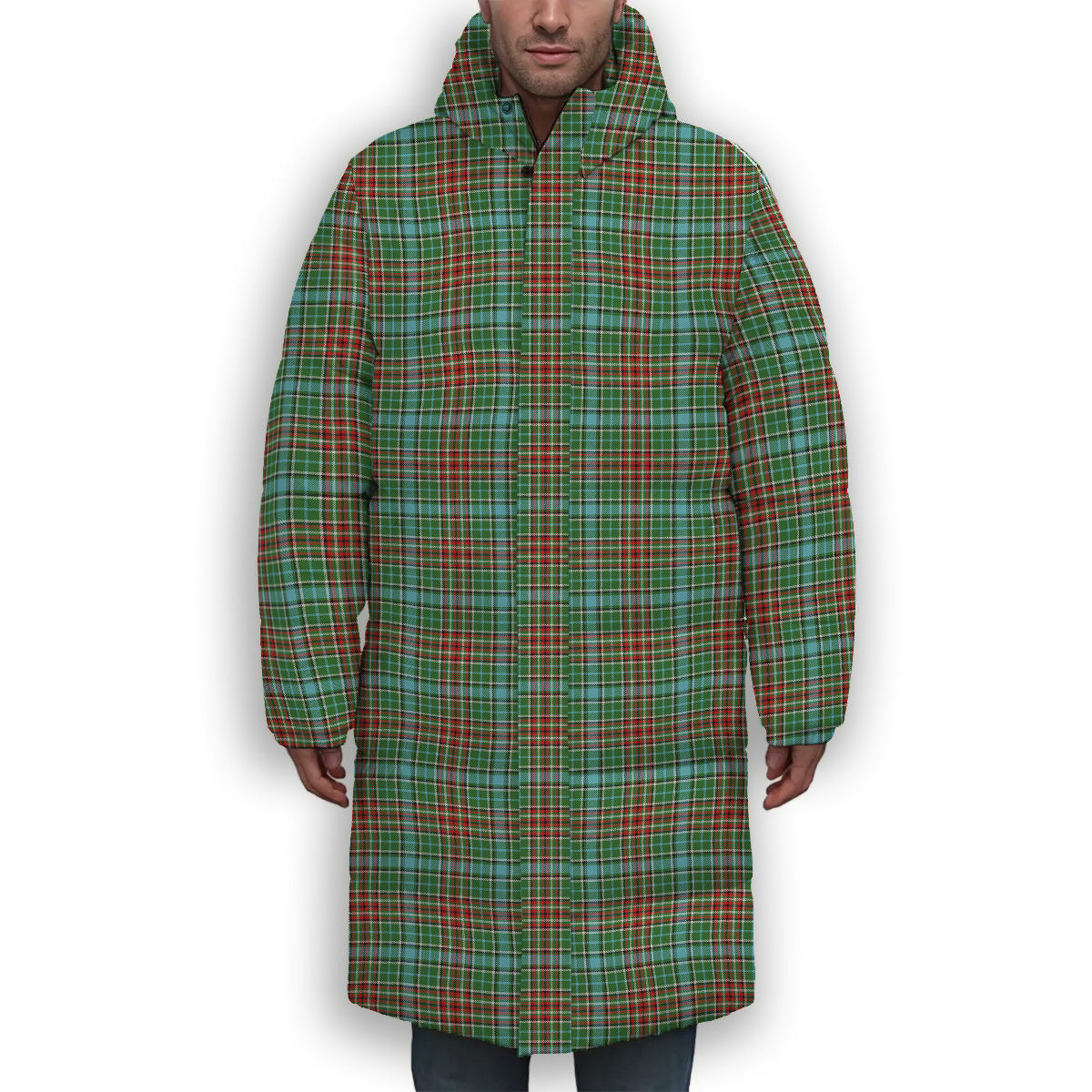 ScotsTee Shop Scottish Gayre Modern Premium Tartan Long Down Jacket Winter White Duck Down Plaid