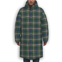 ScotsTee Shop Scottish Davidson of Tulloch Dress Ancient Premium Tartan Long Down Jacket Winter White Duck Down Plaid