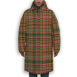 ScotsTee Shop Scottish Drummond of Strathallan Ancient Premium Tartan Long Down Jacket Winter White Duck Down Plaid