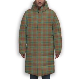 ScotsTee Shop Scottish Currie of Arran Ancient Clan Premium Tartan Long Down Jacket Winter White Duck Down Plaid