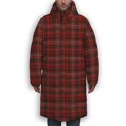 ScotsTee Shop Scottish Donald of Staffa_s Sett Premium Tartan Long Down Jacket Winter White Duck Down Plaid