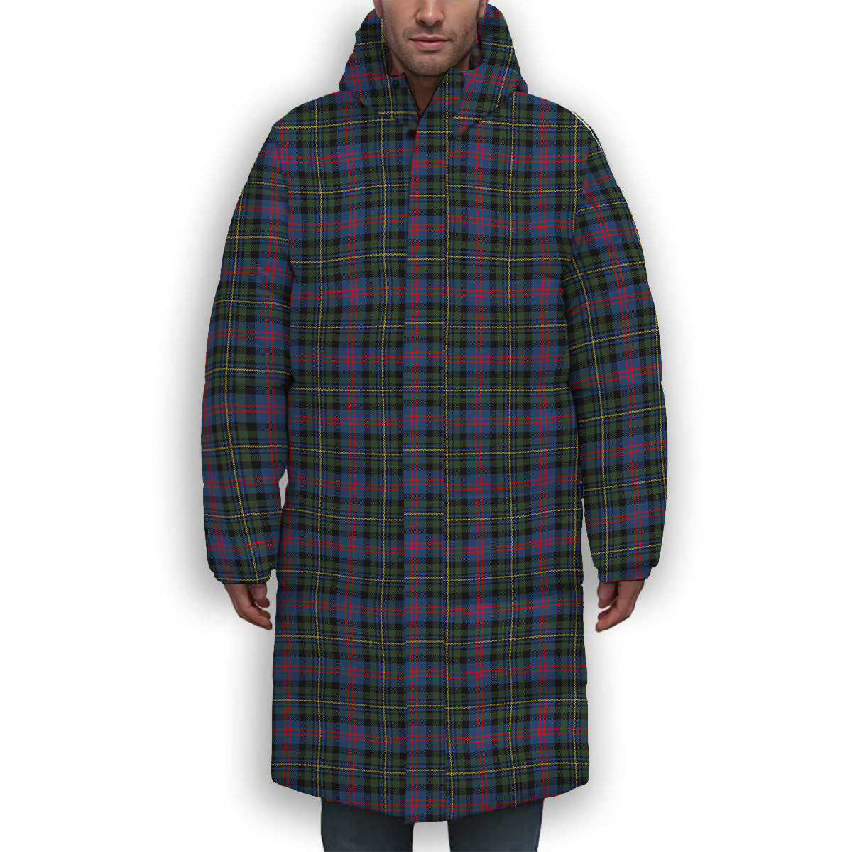 ScotsTee Shop Scottish MacCallum of Berwick Modern Premium Tartan Long Down Jacket Winter White Duck Down Plaid