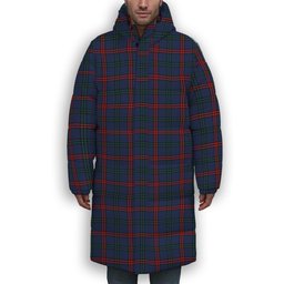 ScotsTee Shop Scottish Montgomery of Ayrshire Modern Premium Tartan Long Down Jacket Winter White Duck Down Plaid