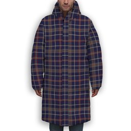 ScotsTee Shop Scottish Yamaha Marine Best In Class Premium Tartan Long Down Jacket Winter White Duck Down Plaid