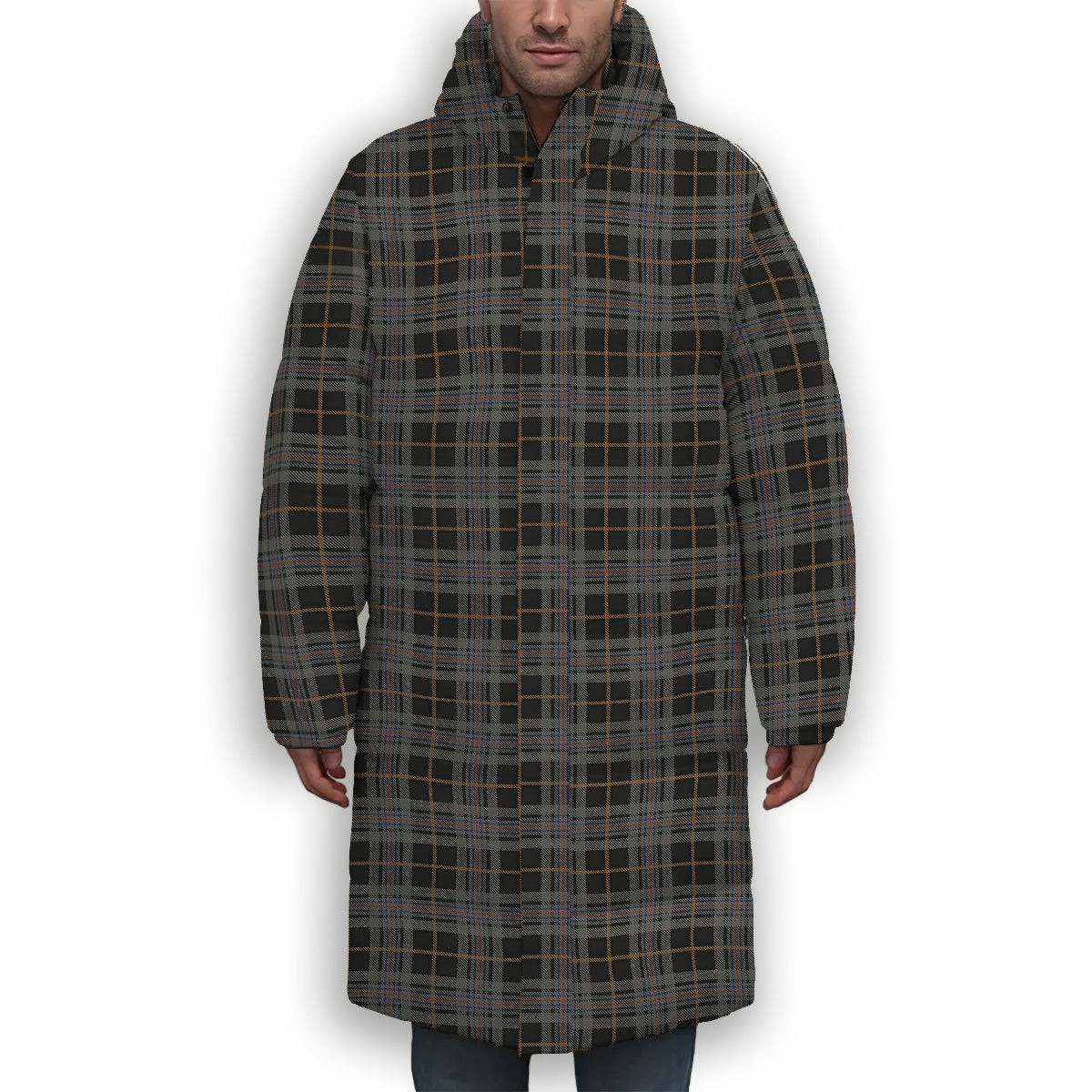 ScotsTee Shop Scottish Turnbull, Dress Bruce Premium Tartan Long Down Jacket Winter White Duck Down Plaid