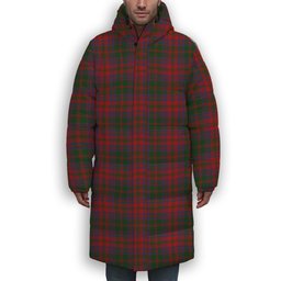 ScotsTee Shop Scottish Stewart of Urrard Premium Tartan Long Down Jacket Winter White Duck Down Plaid