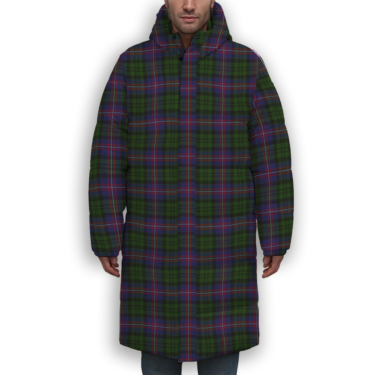 ScotsTee Shop Scottish MacNeil of Colonsay 2 Premium Tartan Long Down Jacket Winter White Duck Down Plaid