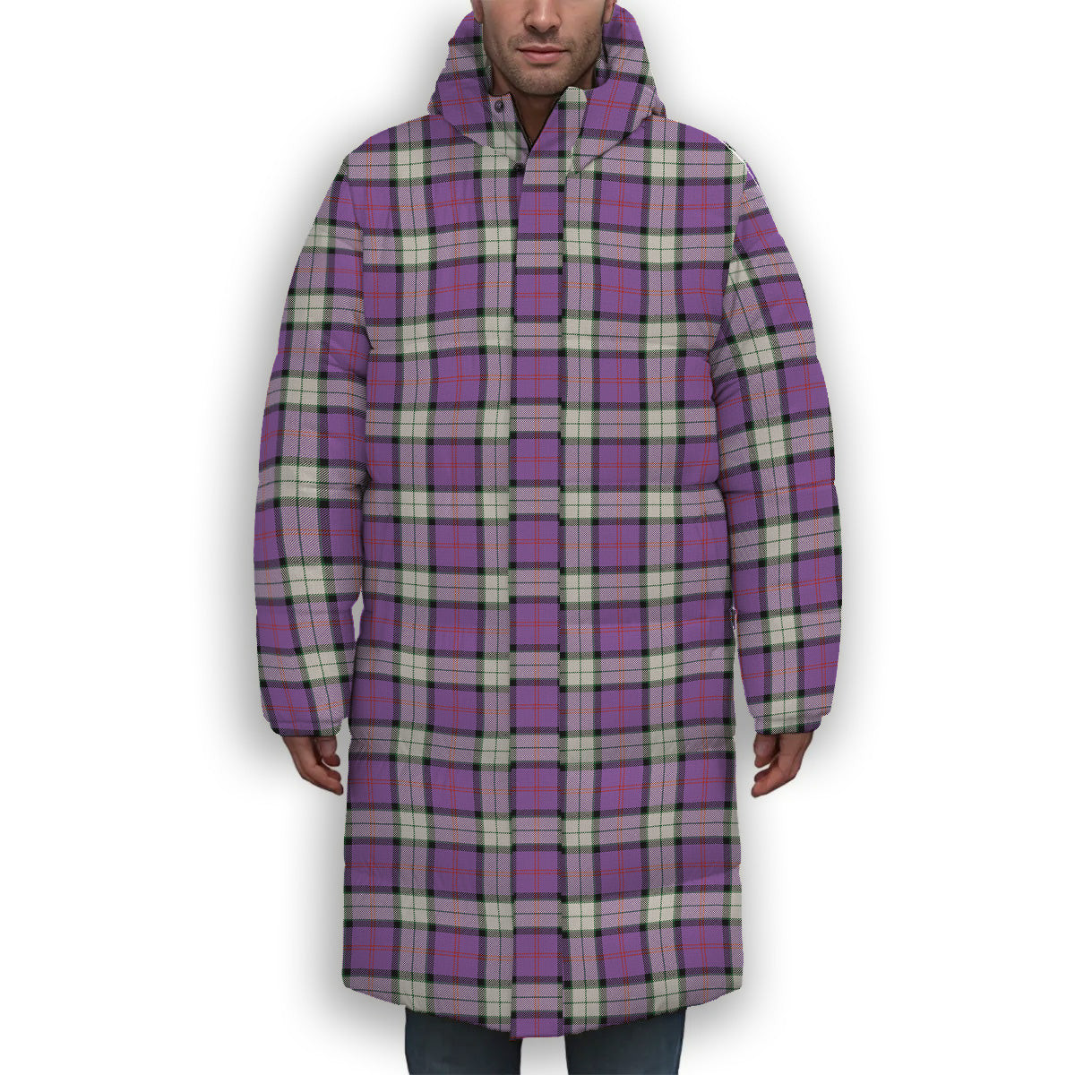 ScotsTee Shop Scottish Sinclair Dress (Dance) Ancient Clan Premium Tartan Long Down Jacket Winter White Duck Down Plaid