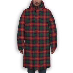 ScotsTee Shop Scottish Rattray of Lude Modern Premium Tartan Long Down Jacket Winter White Duck Down Plaid