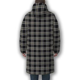 ScotsTee Shop Scottish Menzies Black Dress Premium Tartan Long Down Jacket Winter White Duck Down Plaid