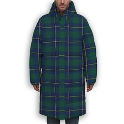 ScotsTee Shop Scottish Irvine of Bonshaw Modern Premium Tartan Long Down Jacket Winter White Duck Down Plaid