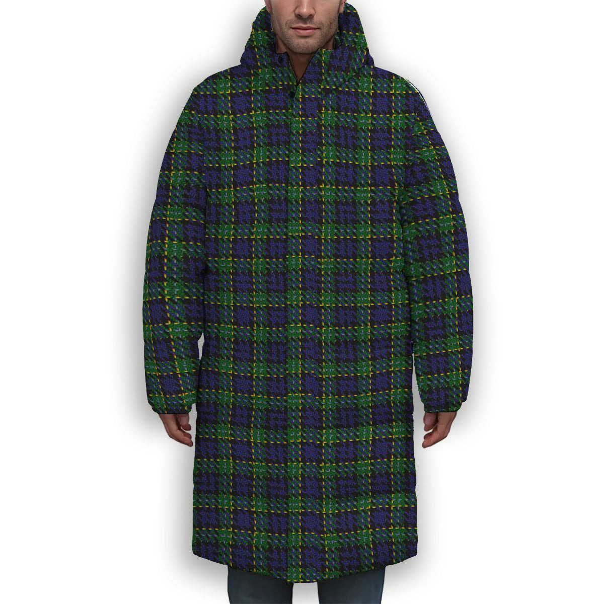 ScotsTee Shop Scottish Hogarth of Firhill Premium Tartan Long Down Jacket Winter White Duck Down Plaid