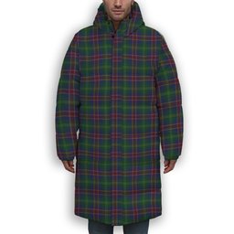 ScotsTee Shop Scottish Hart of Scotland Premium Tartan Long Down Jacket Winter White Duck Down Plaid