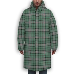 ScotsTee Shop Scottish Kelly of Sleat Hunting Ancient Premium Tartan Long Down Jacket Winter White Duck Down Plaid