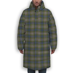 ScotsTee Shop Scottish MacDonell of Glengarry Dress Ancient Premium Tartan Long Down Jacket Winter White Duck Down Plaid
