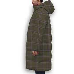 ScotsTee Shop Scottish Renn Faire Premium Tartan Long Down Jacket Winter White Duck Down Plaid