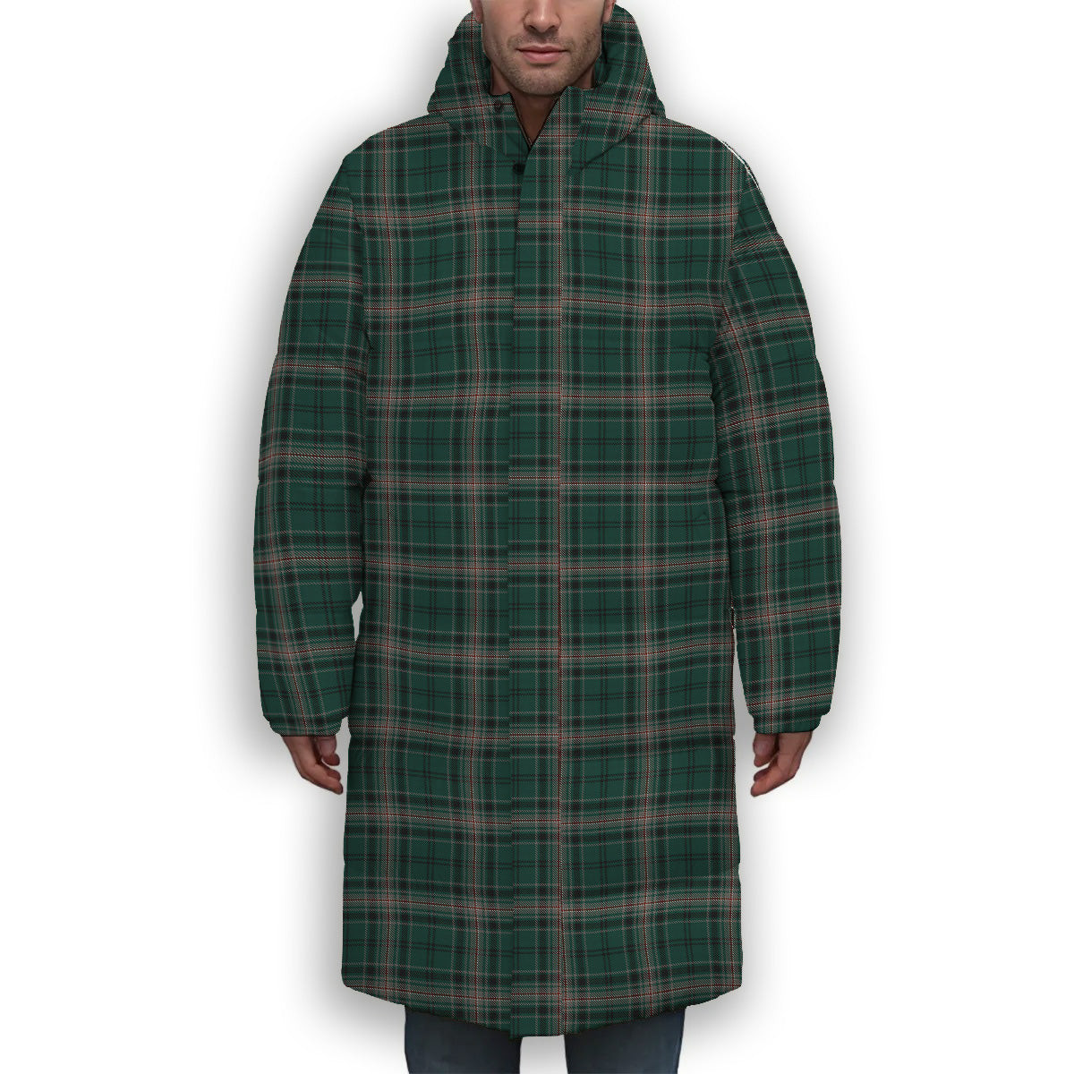ScotsTee Shop Scottish Kelly of Sleat Hunting Premium Tartan Long Down Jacket Winter White Duck Down Plaid