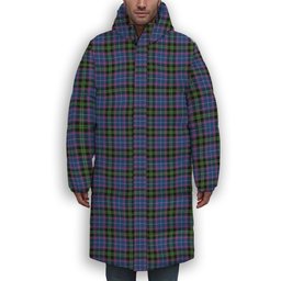 ScotsTee Shop Scottish Lang of Sherbrooke Modern Clan Premium Tartan Long Down Jacket Winter White Duck Down Plaid