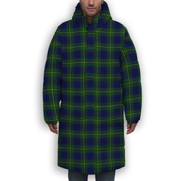ScotsTee Shop Scottish Johnston of Caskieben Modern Premium Tartan Long Down Jacket Winter White Duck Down Plaid