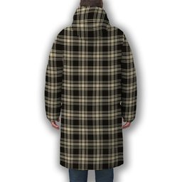 ScotsTee Shop Scottish Menzies Black & White Ancient Premium Tartan Long Down Jacket Winter White Duck Down Plaid