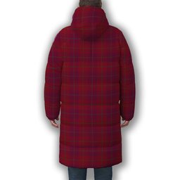 ScotsTee Shop Scottish Stirling of Keir Modern Premium Tartan Long Down Jacket Winter White Duck Down Plaid