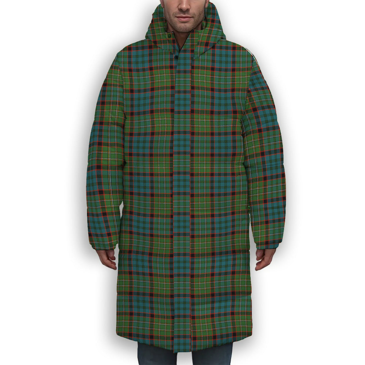 ScotsTee Shop Scottish McNeacail Hunting Ancient Premium Tartan Long Down Jacket Winter White Duck Down Plaid