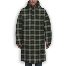 ScotsTee Shop Scottish Gordon Dress MacGregor-Hastie Premium Tartan Long Down Jacket Winter White Duck Down Plaid