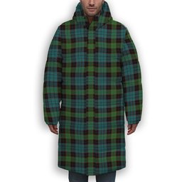 ScotsTee Shop Scottish Stewart Old Ancient Clan Premium Tartan Long Down Jacket Winter White Duck Down Plaid