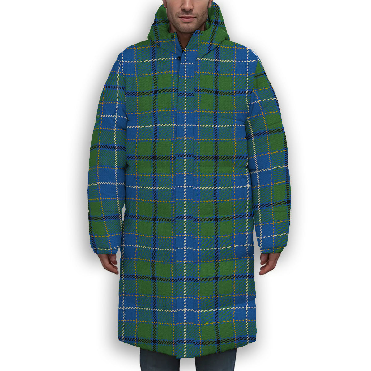 ScotsTee Shop Scottish Wishart Hunting Ancient Clan Premium Tartan Long Down Jacket Winter White Duck Down Plaid