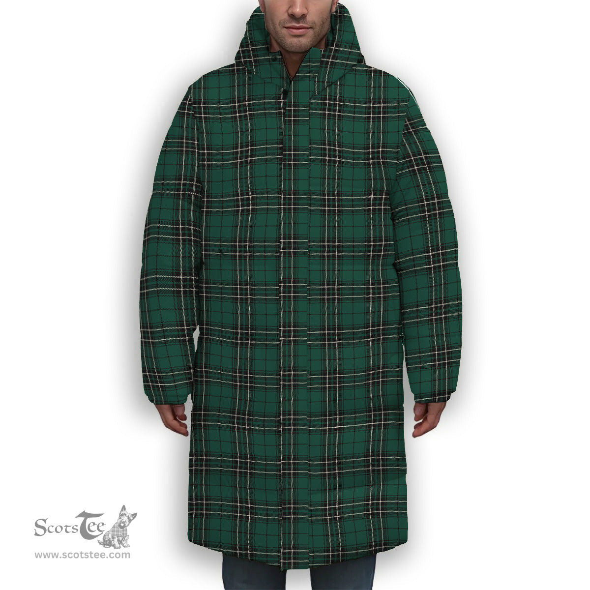 ScotsTee Shop Scottish McLean of Duart Hunting Modern Premium Tartan Long Down Jacket Winter White Duck Down Plaid