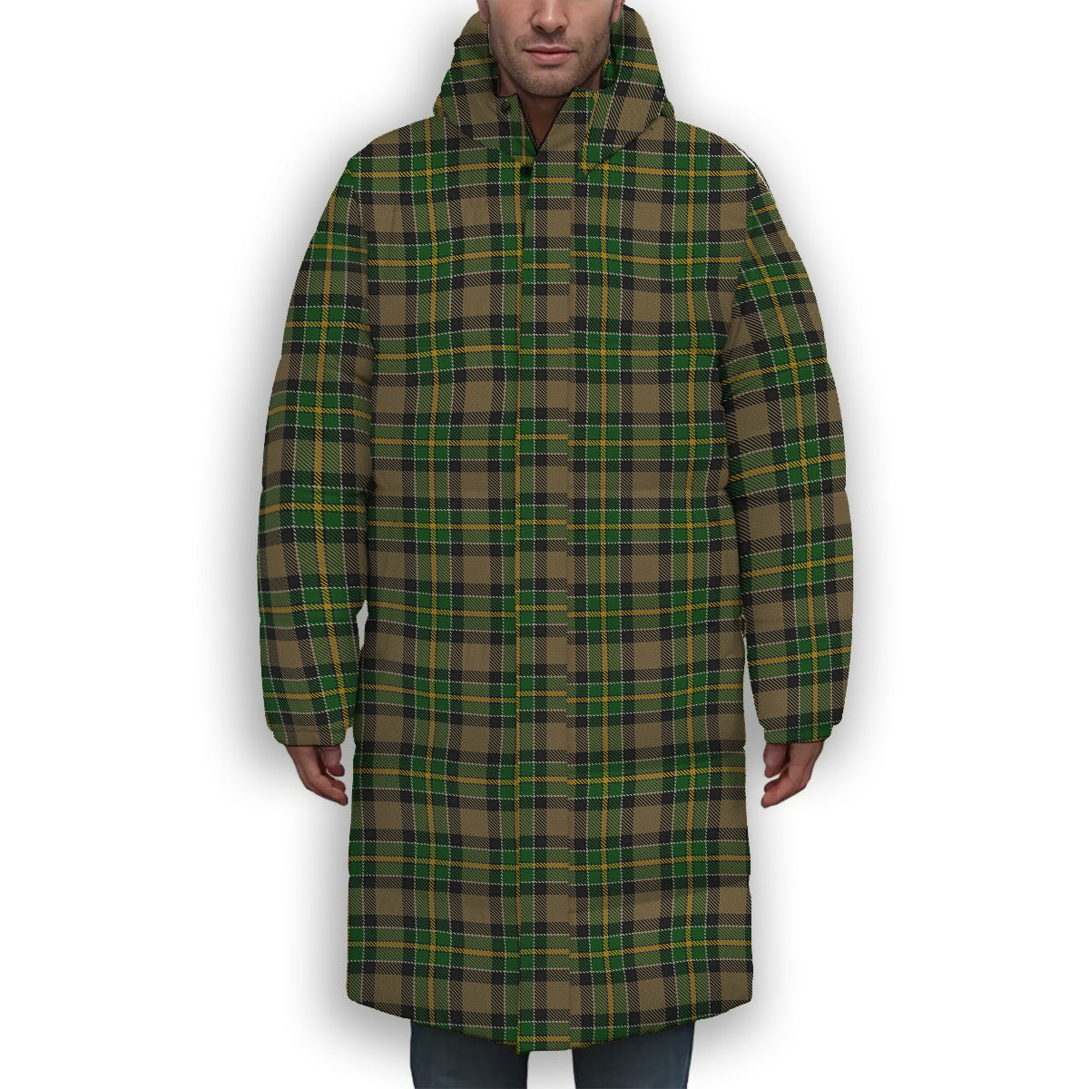 ScotsTee Shop Scottish Hamilton of Brandon Premium Tartan Long Down Jacket Winter White Duck Down Plaid