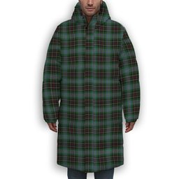 ScotsTee Shop Scottish Hyslop Hunting Premium Tartan Long Down Jacket Winter White Duck Down Plaid