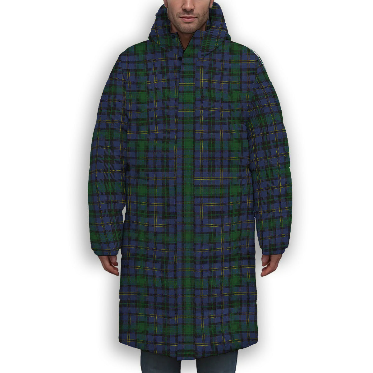 ScotsTee Shop Scottish Hope-Vere Weir Modern Premium Tartan Long Down Jacket Winter White Duck Down Plaid