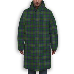 ScotsTee Shop Scottish Hunter of Hunterston Premium Tartan Long Down Jacket Winter White Duck Down Plaid