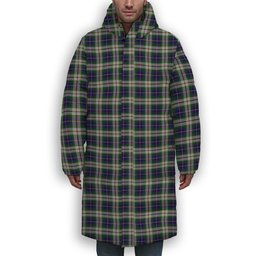 ScotsTee Shop Scottish MacLeod of California Premium Tartan Long Down Jacket Winter White Duck Down Plaid