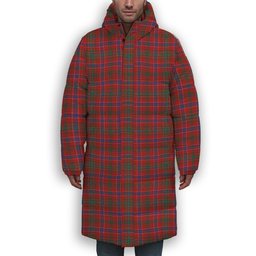 ScotsTee Shop Scottish Lumsden Waistcoat Modern Premium Tartan Long Down Jacket Winter White Duck Down Plaid