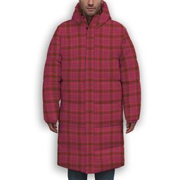 ScotsTee Shop Scottish Lumsden of Clova Modern Premium Tartan Long Down Jacket Winter White Duck Down Plaid