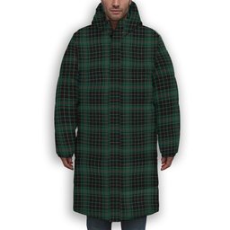 ScotsTee Shop Scottish McAuley Hunting Modern Premium Tartan Long Down Jacket Winter White Duck Down Plaid