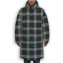 ScotsTee Shop Scottish Graham Dress Premium Tartan Long Down Jacket Winter White Duck Down Plaid