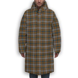 ScotsTee Shop Scottish Gordon dress 5 Premium Tartan Long Down Jacket Winter White Duck Down Plaid