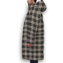 ScotsTee Shop Scottish MacPherson of Cluny Black and White Premium Tartan Long Down Jacket Winter White Duck Down Plaid