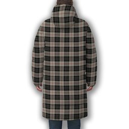 ScotsTee Shop Scottish MacPherson of Cluny Black and White Premium Tartan Long Down Jacket Winter White Duck Down Plaid
