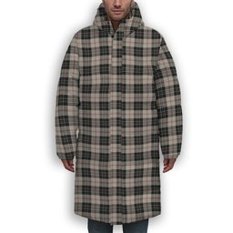 ScotsTee Shop Scottish MacPherson of Cluny Black and White Premium Tartan Long Down Jacket Winter White Duck Down Plaid