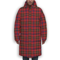 ScotsTee Shop Scottish MacDonald of Glenaladale Modern Premium Tartan Long Down Jacket Winter White Duck Down Plaid