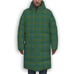 ScotsTee Shop Scottish Hunter of Hunterston Ancient Premium Tartan Long Down Jacket Winter White Duck Down Plaid