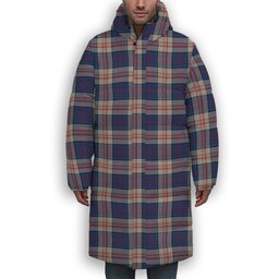 ScotsTee Shop Scottish Stewart of Appin Hunting Dress Premium Tartan Long Down Jacket Winter White Duck Down Plaid