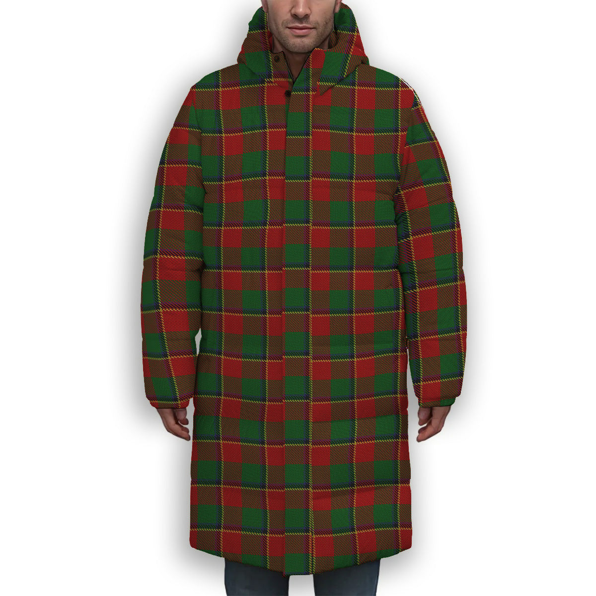 ScotsTee Shop Scottish Turnbull Dress Premium Tartan Long Down Jacket Winter White Duck Down Plaid