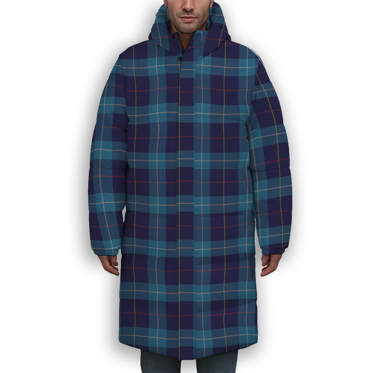 ScotsTee Shop Scottish McKerrell of Hillhouse Premium Tartan Long Down Jacket Winter White Duck Down Plaid